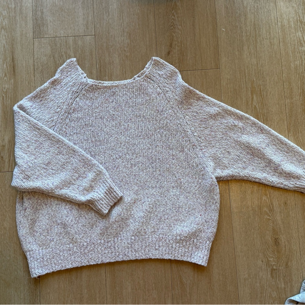 Anthropologie oversized Light Pink Cowl Neck Sweater